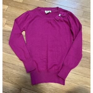 Cherokee Girl's Long‎ Sleeve Sweater Magenta Pink With Accent Bow  Sz M 7/8